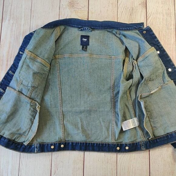 Gap embellished Icon Hotel de Cannes dark denim jacket sz S - Picture 9 of 11